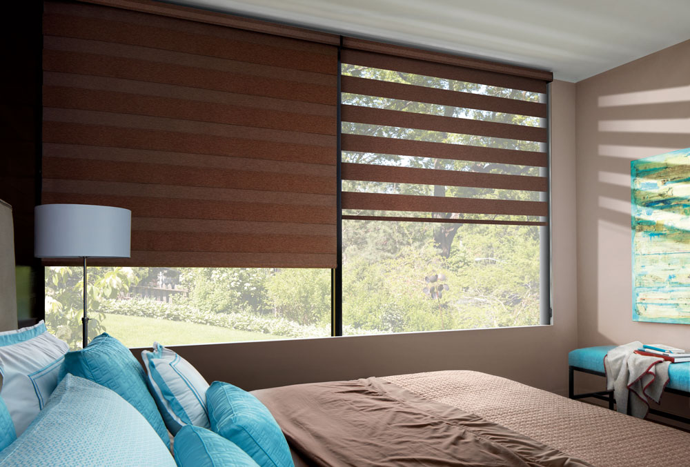 bedroom banded window coverings for room darkening in Kansas City