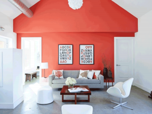 living coral accent wall