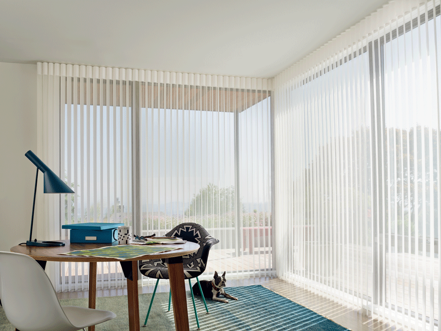 Sheer shades to control lighting in your home office.