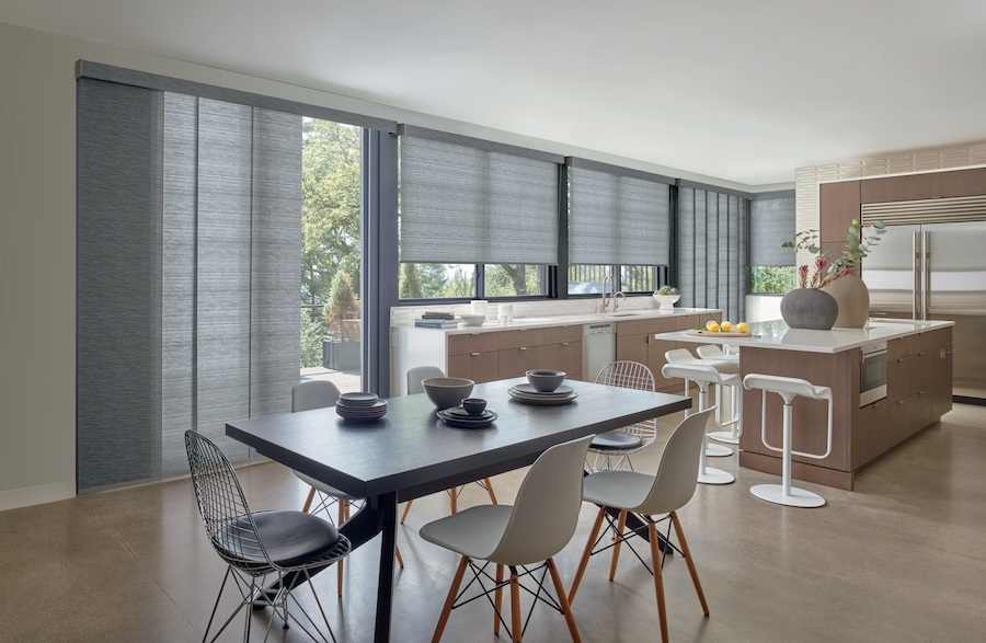 kitchen modern with stormy gray designer roller shades kansas city