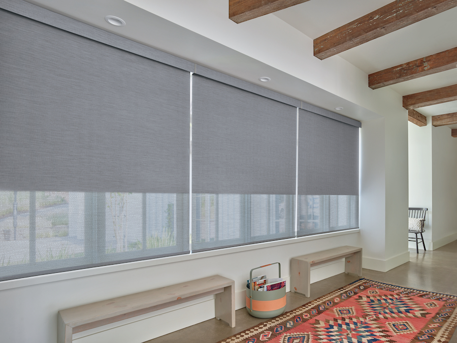 Living room contemporary design roller shades one stop decorating kansas city