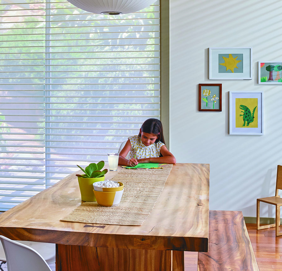 Automated shades in kitchen, Kansas City, MO.