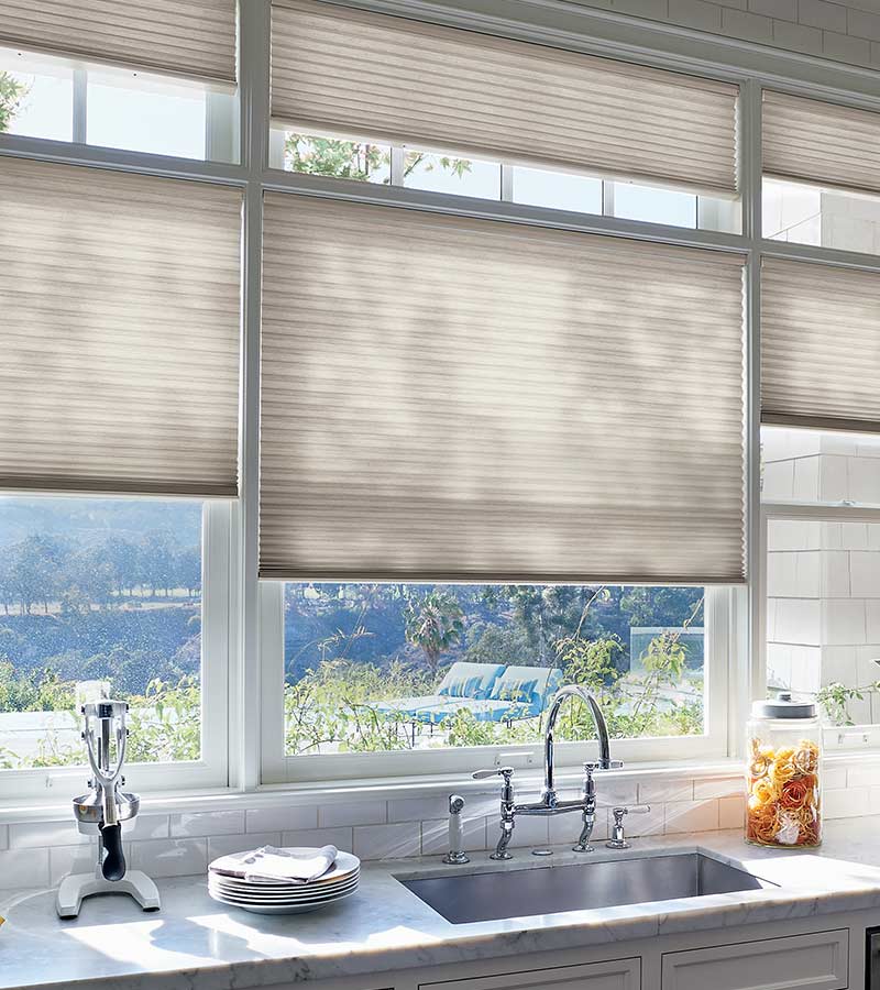 top down motorized shades in kitchen next to the Columbia River in Shawnee 66213