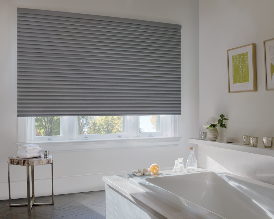 Sonnette cellular roller shades in bathroom