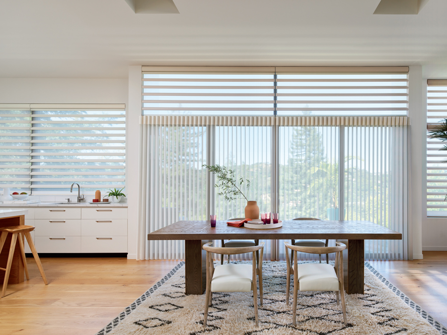 horizontal sheer shades with vertical sheers on sliding doors