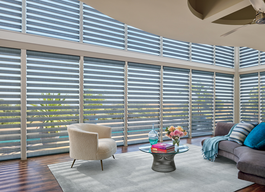 modern living room with floor to ceiling windows in shawnee, MO