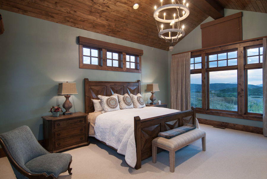 Wooden windows in master bedroom