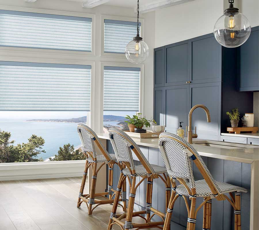 Energy Efficient Solera Kitchen Window Treaments Blue Kitchen Hunter Douglas One Stop Decorating Center 