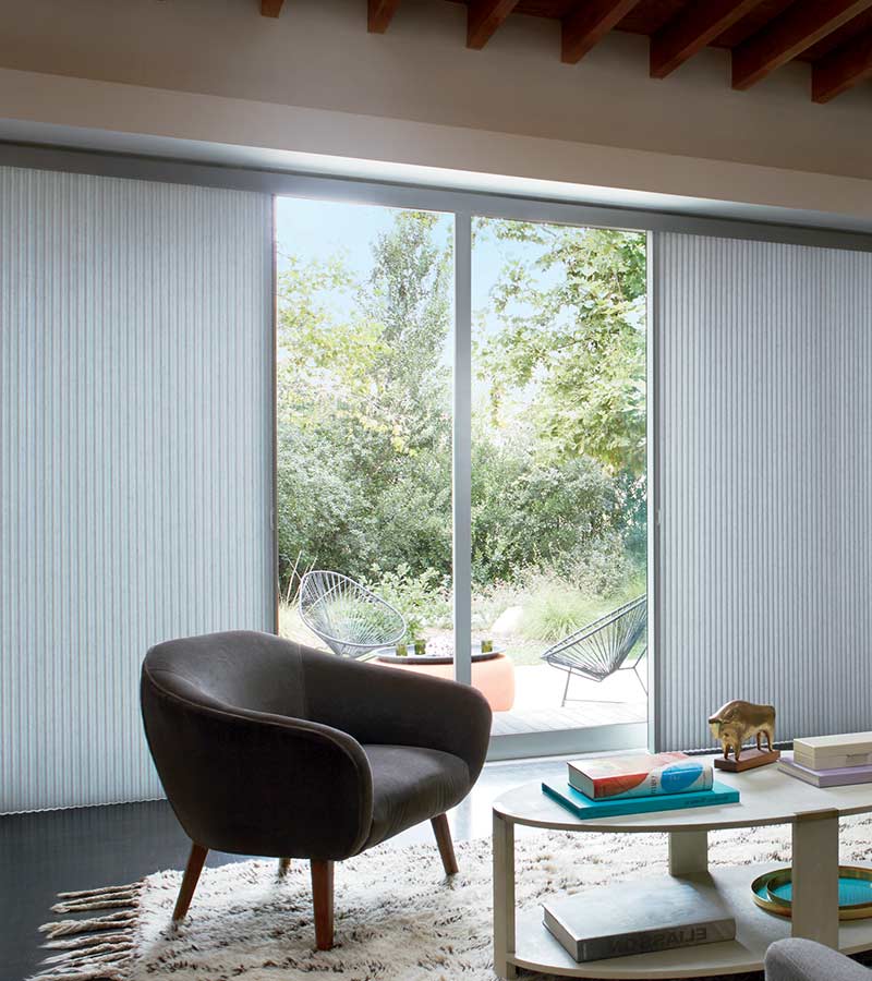 Duette honeycomb shades on sliding glass patio doors in Kansas City, MO