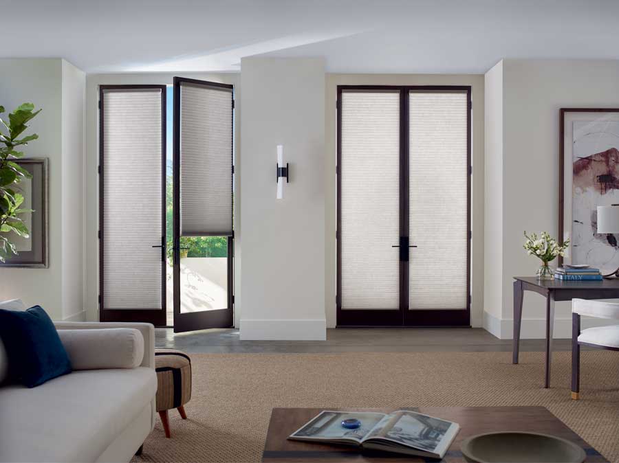 Double doors with Duette Honeycomb shades