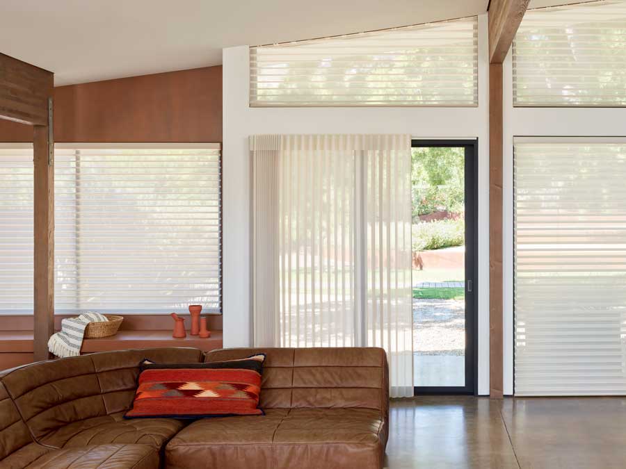 Sliding doors with sheer treatments