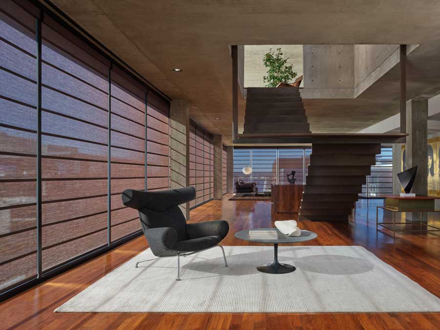 Modern living area with Alustra® Architectural Shades